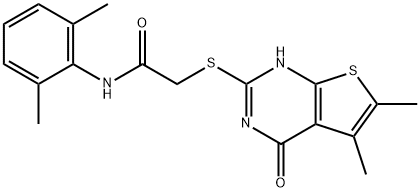 Acetamide, 2-[(1,4-dihydro-5,6-dimethyl-4-oxothieno[2,3-d]pyrimidin-2-yl)thio]-N-(2,6-dimethylphenyl)- (9CI) 结构式