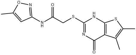 Acetamide, 2-[(1,4-dihydro-5,6-dimethyl-4-oxothieno[2,3-d]pyrimidin-2-yl)thio]-N-(5-methyl-3-isoxazolyl)- (9CI) 结构式
