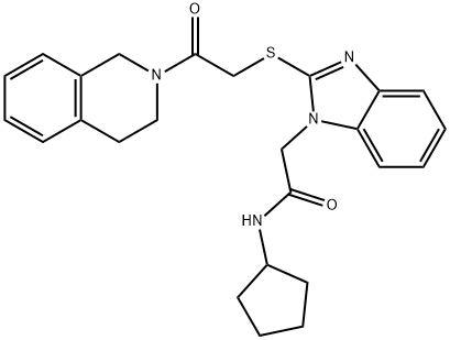 1H-Benzimidazole-1-acetamide,N-cyclopentyl-2-[[2-(3,4-dihydro-2(1H)-isoquinolinyl)-2-oxoethyl]thio]-(9CI) Structure