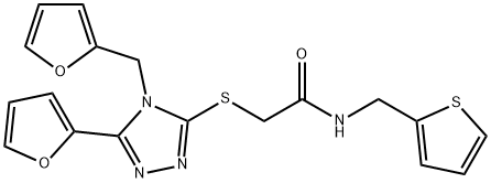 Acetamide, 2-[[5-(2-furanyl)-4-(2-furanylmethyl)-4H-1,2,4-triazol-3-yl]thio]-N-(2-thienylmethyl)- (9CI) 结构式