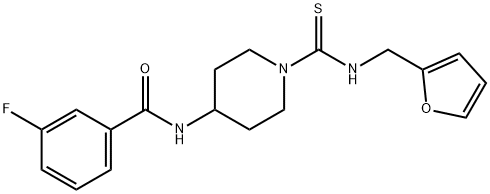 Benzamide, 3-fluoro-N-[1-[[(2-furanylmethyl)amino]thioxomethyl]-4-piperidinyl]- (9CI) 结构式