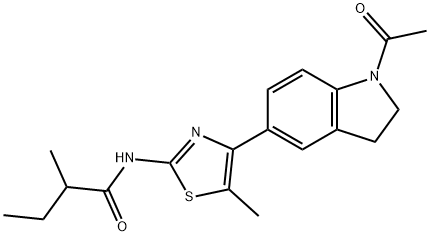 Butanamide, N-[4-(1-acetyl-2,3-dihydro-1H-indol-5-yl)-5-methyl-2-thiazolyl]-2-methyl- (9CI) 结构式