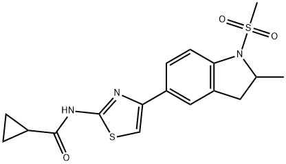 Cyclopropanecarboxamide, N-[4-[2,3-dihydro-2-methyl-1-(methylsulfonyl)-1H-indol-5-yl]-2-thiazolyl]- (9CI) 结构式