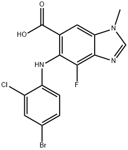 5-(4-broMo-2-chlorophenylaMino)-4-fluoro-1-Methyl-1H-benzo[d]iMidazole-6-carboxylic acid Structure