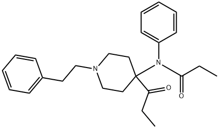 N-[4-(1-オキソプロピル)-1-(2-フェニルエチル)-4-ピペリジニル]-N-フェニルプロパンアミド 化学構造式