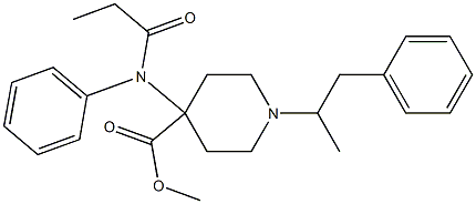 1-(α-メチルフェネチル)-4-[N-(1-オキソプロピル)アニリノ]ピペリジン-4-カルボン酸メチル 化学構造式