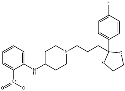 1-[3-[2-(4-fluorophenyl)-1,3-dioxolan-2-yl]propyl]-N-(2-nitrophenyl)piperidin-4-amine 结构式