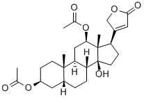 3β,12β-ジ(アセチルオキシ)-14-ヒドロキシ-5β-カルダ-20(22)-エノリド 化学構造式