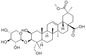 (4R,20S)-3β-(β-D-キシロピラノシルオキシ)-2β,23-ジヒドロキシオレアナ-12-エン-28,30-二酸30-メチル 化学構造式