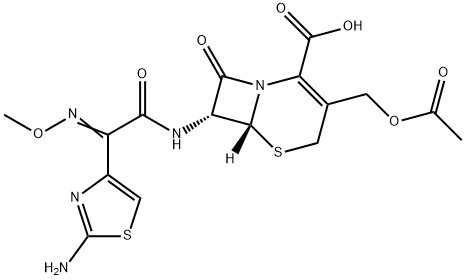 (7R)-7-[[[(2-アミノ-4-チアゾリル)(メトキシイミノ)メチル]カルボニル]アミノ]-3-[(アセチルオキシ)メチル]セファム-3-エン-4-カルボン酸 化学構造式