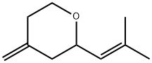 テトラヒドロ-4-メチレン-2-(2-メチル-1-プロペニル)-2H-ピラン 化学構造式