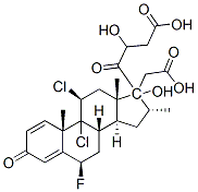 17,21-ジアセトキシ-9,11β-ジクロロ-6β-フルオロ-16α-メチルプレグナ-1,4-ジエン-3,20-ジオン 化学構造式