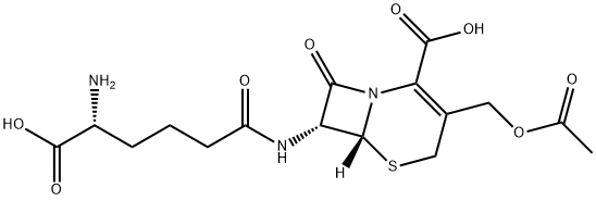 (6R)-3-[(アセチルオキシ)メチル]-7α-[[(R)-5-アミノ-5-カルボキシ-1-オキソペンチル]アミノ]-8-オキソ-5-チア-1-アザビシクロ[4.2.0]オクタ-2-エン-2-カルボン酸 化学構造式