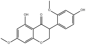 2,3-ジヒドロ-5-ヒドロキシ-3-(4-ヒドロキシ-2-メトキシフェニル)-7-メトキシ-4H-1-ベンゾピラン-4-オン 化学構造式