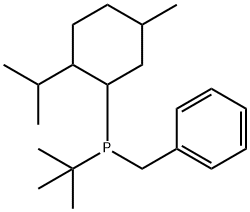 (1,1-Dimethylethyl)[5-methyl-2-(1-methylethyl)cyclohexyl](phenylmethyl)phosphine Struktur
