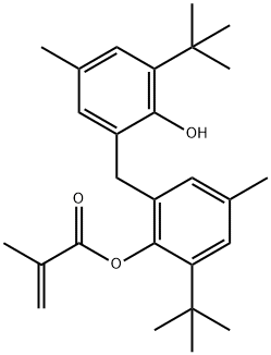 2-Methylacrylic acid 2-tert-butyl-6-[(3-tert-butyl-2-hydroxy-5-methylphenyl)methyl]-4-methylphenyl ester Structure