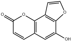 6-ヒドロキシ-2H-フロ[2,3-h]-1-ベンゾピラン-2-オン 化学構造式