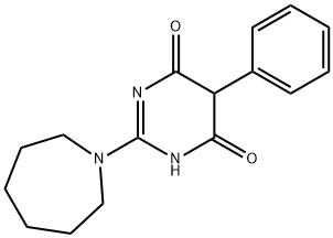 2-(ヘキサヒドロ-1H-アゼピン-1-イル)-5-フェニルピリミジン-4,6(1H,5H)-ジオン 化学構造式