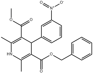 1,4-ジヒドロ-2,6-ジメチル-4-(3-ニトロフェニル)-3,5-ピリジンジカルボン酸3-メチル5-ベンジル 化学構造式