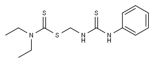 ジエチルカルバモジチオ酸[[(フェニルアミノ)チオキソメチル]アミノ]メチル 化学構造式