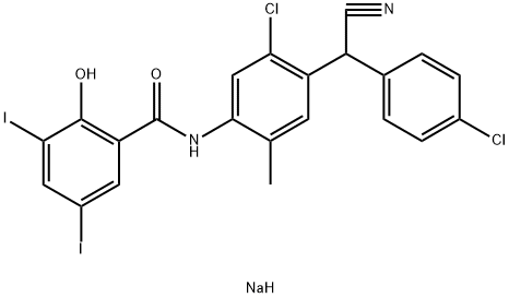Natrium-N-[5-chlor-4-[(4-chlorphenyl)cyanmethyl]-o-tolyl]-2-hydroxy-3,5-diiodbenzamidat