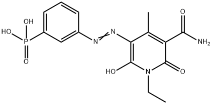 [3-[[5-(aminocarbonyl)-1-ethyl-1,6-dihydro-2-hydroxy-4-methyl-6-oxopyridin-3-yl]azo]phenyl]phosphonic acid Structure