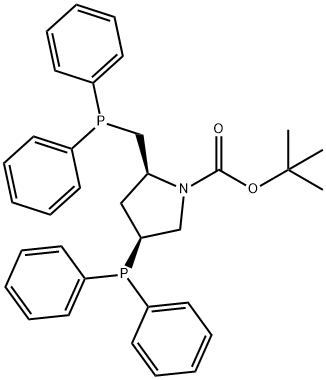 (2S,4S)-4-二苯基膦-2-(二苯基膦甲基)-N-叔丁氧羰基-吡咯烷, 61478-28-2, 结构式