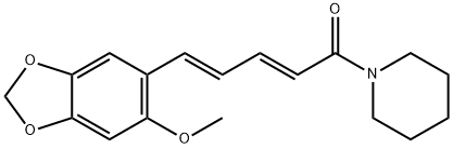 1-[(2E,4E)-5-(6-メトキシ-1,3-ベンゾジオキソール-5-イル)-1-オキソペンタ-2,4-ジエニル]ピペリジン 化学構造式