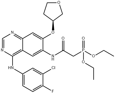 P-[2-[[4-[(3-氯-4-氟苯基)氨基]-7-[[(3S)-四氢-3-呋喃基]氧基-6-喹唑啉基]氨基]-2-氧代乙基]膦酸二乙酯, 618061-76-0, 结构式