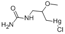 [3-[(アミノカルボニル)アミノ]-2-メトキシプロピル]クロロ水銀(II) 化学構造式