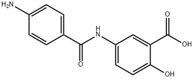 5-[(4-アミノベンゾイル)アミノ]-2-ヒドロキシ安息香酸 化学構造式
