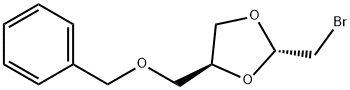 rel-2α*-(ブロモメチル)-4β*-[(フェニルメトキシ)メチル]-1,3-ジオキソラン 化学構造式