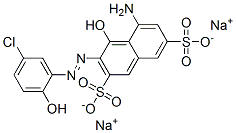 5-アミノ-3-[(5-クロロ-2-ヒドロキシフェニル)アゾ]-4-ヒドロキシ-2,7-ナフタレンジスルホン酸二ナトリウム 化学構造式