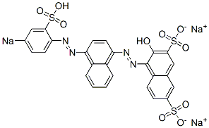 3-Hydroxy-4-[[4-[(4-sodiosulfophenyl)azo]-1-naphthalenyl]azo]naphthalene-2,7-disulfonic acid disodium salt 结构式