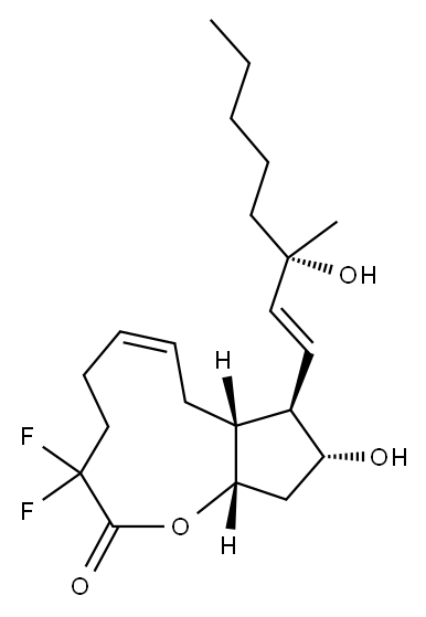 (5Z,13E,15S)-2,2-ジフルオロ-9α,11α,15-トリヒドロキシ-15-メチルプロスタ-5,13-ジエン-1-酸1,9-ラクトン 化学構造式
