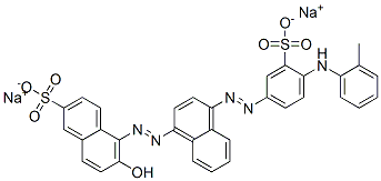 6-Hydroxy-5-[[4-[[4-[(2-methylphenyl)amino]-3-sulfophenyl]azo]-1-naphtyl]azo]-2-naphthalenesulfonic acid disodium salt Struktur
