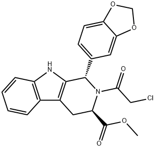 （1S，3R）-1-苯并[1,3]二氧杂-5-基-2-（2-氯乙酰基）-2,3,4,9-四氢-1H-b-咔啉-3-羧酸甲基酯, 629652-40-0, 结构式