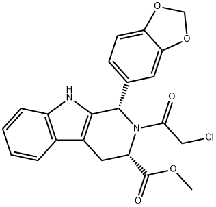 （1S，3S）-1-（1,3-苯并二恶唑-5-基）-2-（2-氯乙酰基）-2,3,4,9-四氢-1H-吡啶[3,4-b]吲哚- 3-羧酸甲酯, 629652-42-2, 结构式