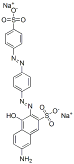 7-アミノ-4-ヒドロキシ-3-[p-(p-スルホフェニルアゾ)フェニルアゾ]-2-ナフタレンスルホン酸二ナトリウム 化学構造式