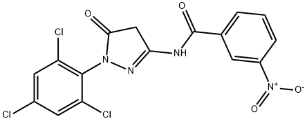1-(2,4,6-トリクロロフェニル)-3-(3-ニトロベンゾイルアミノ)-5(4H)-ピラゾロン 化学構造式