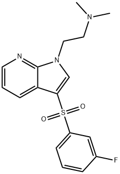 3-[(-3-Fluorophenyl)sulfonyl]-N,N-dimethyl-1H-pyrrolo[2,3-b]pyridine-1-ethanaminedihydrochloride, 633304-27-5, 结构式