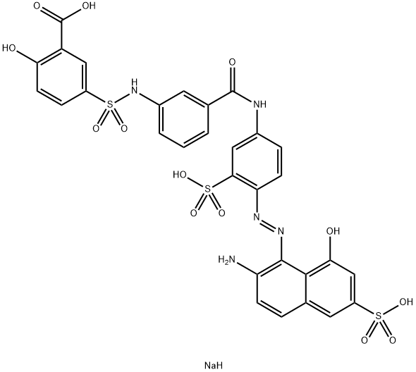 5-[[[3-[[[4-[(2-Amino-8-hydroxy-6-sulfo-1-naphthalenyl)azo]-3-sulfophenyl]amino]carbonyl]phenyl]amino]sulfonyl]-2-hydroxybenzoic acid trisodium salt Structure