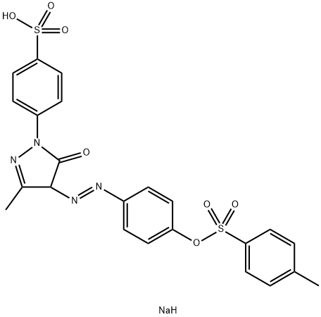 4-[4,5-ジヒドロ-3-メチル-4-[[4-[[(4-メチルフェニル)スルホニル]オキシ]フェニル]アゾ]-5-オキソ-1H-ピラゾール-1-イル]ベンゼンスルホン酸ナトリウム 化学構造式