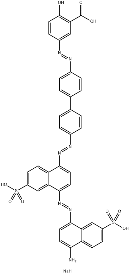 trisodium 5-[[4'-[[4-[(4-amino-7-sulphonato-1-naphthyl)azo]-6-sulphonato-1-naphthyl]azo][1,1'-biphenyl]-4-yl]azo]salicylate Struktur