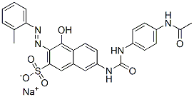 7-[[[[4-(アセチルアミノ)フェニル]アミノ]カルボニル]アミノ]-4-ヒドロキシ-3-[(2-メチルフェニル)アゾ]-2-ナフタレンスルホン酸ナトリウム 化学構造式