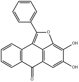 3,4-Dihydroxy-1-phenyl-6H-anthra[1,9-bc]furan-6-one Struktur