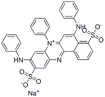 7-フェニル-5,9-ビス(フェニルアミノ)-4-スルホナト-10-ソジオスルホベンゾ[a]フェナジン-7-イウム 化学構造式
