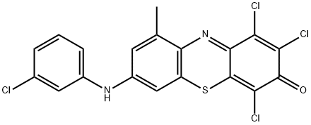 7-[(3-クロロフェニル)アミノ]-1,2,4-トリクロロ-9-メチル-3H-フェノチアジン-3-オン 化学構造式