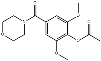 4-(4-アセトキシ-3,5-ジメトキシベンゾイル)モルホリン 化学構造式