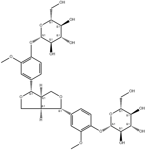 松脂醇二葡萄糖苷, 63902-38-5, 结构式